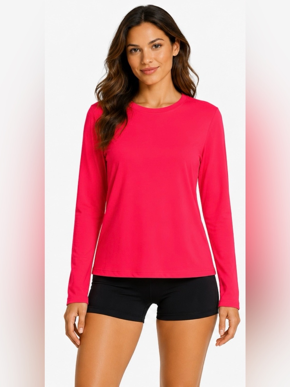 LANDSEND Wm PLUS Size UPF 50 Long Sleeve Relaxed Rash Guard Tee
